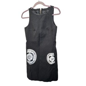 Desigual Womens Dress 38 Black Jacquard Mod Shift Pockets Y2K